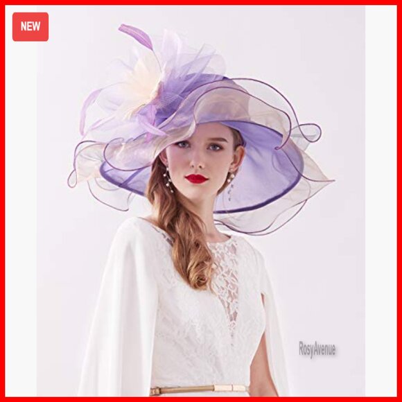 Organza Derby Hat with Flower Fascinator for Weddings Tea Parties main image 6